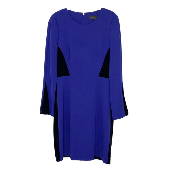 Donna Karan Dresses & Skirts - Donna Karan New York Velvet Black & Blue Long Sleeve Colorblock Dress Size 10 O1